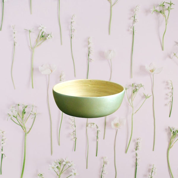 Bamboo Bowl - Lacquer Metallic Leaf